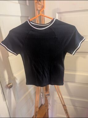 Levi's Dark Blue  Short Sleeve Ringer Crop Tee with White Trim